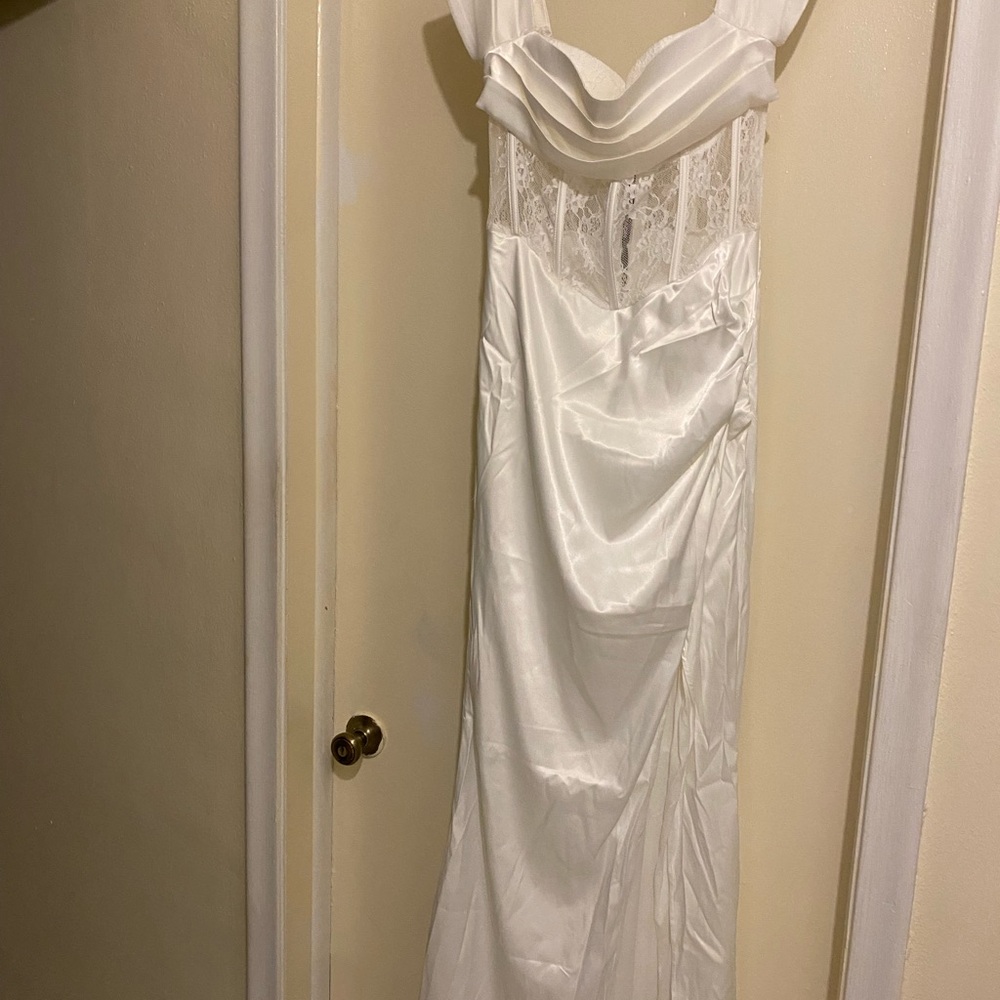 Elegant White Gown with Lace Details